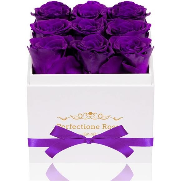 Preserved Flowers in a Box Purple Real Roses Long-Lasting